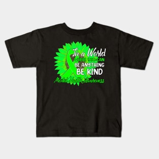 Dh be kind green ribbon sunflower mental health Kids T-Shirt